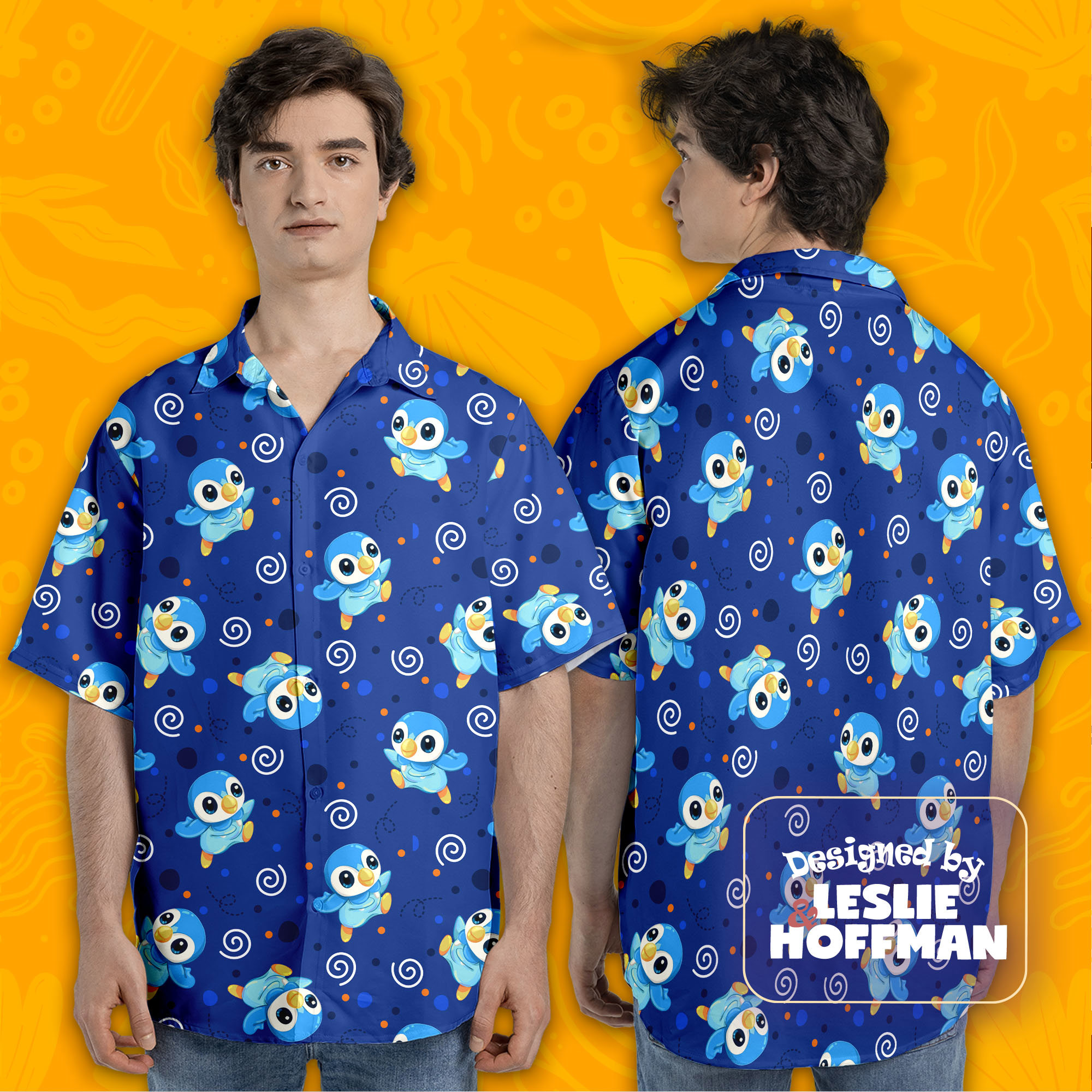 Piplup Hawaiian Shirt - Water Pokemon Button Up Shirt