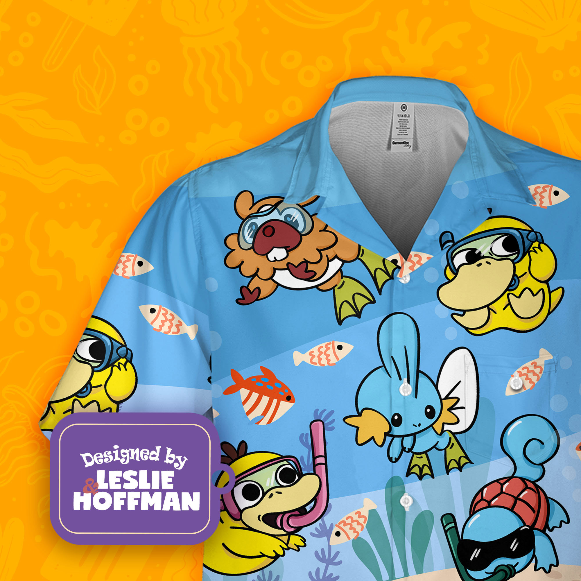 Pokemon Diving Hawaiian Shirt -  Pokemon Button Up Shirt