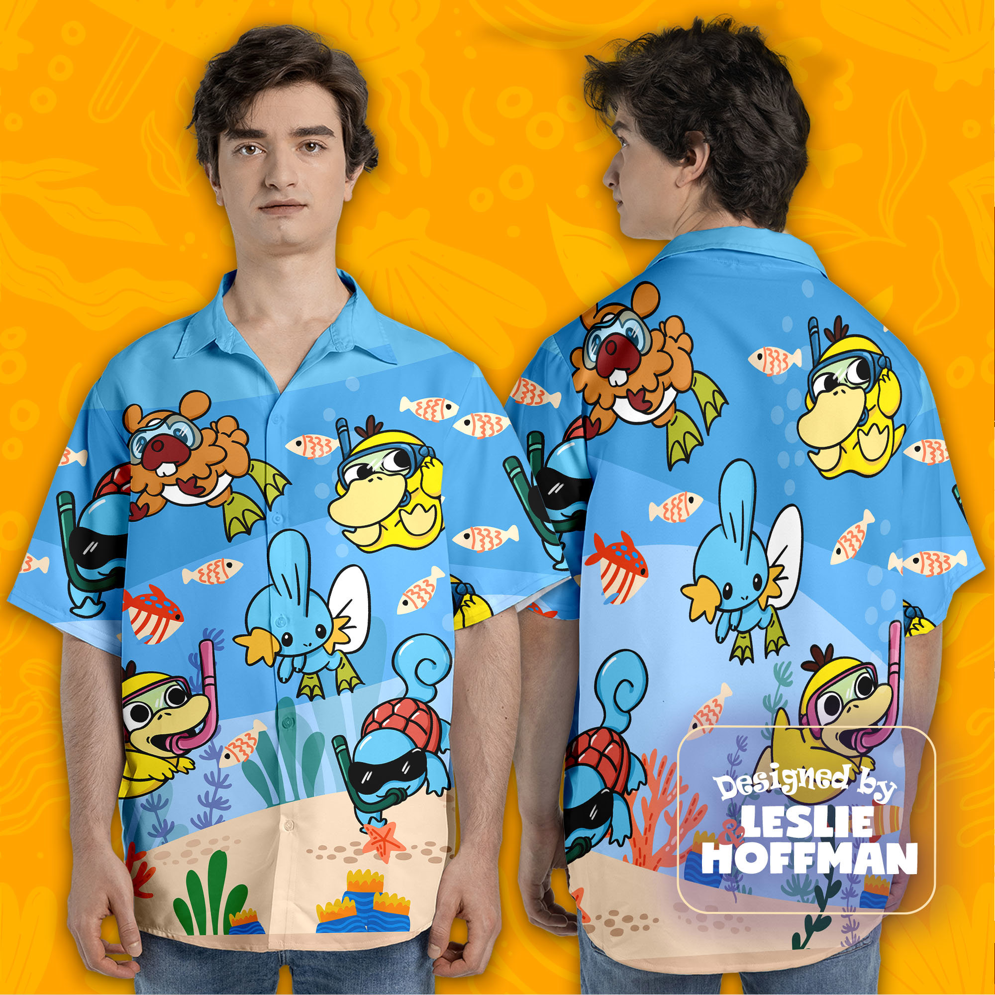 Pokemon Diving Hawaiian Shirt -  Pokemon Button Up Shirt