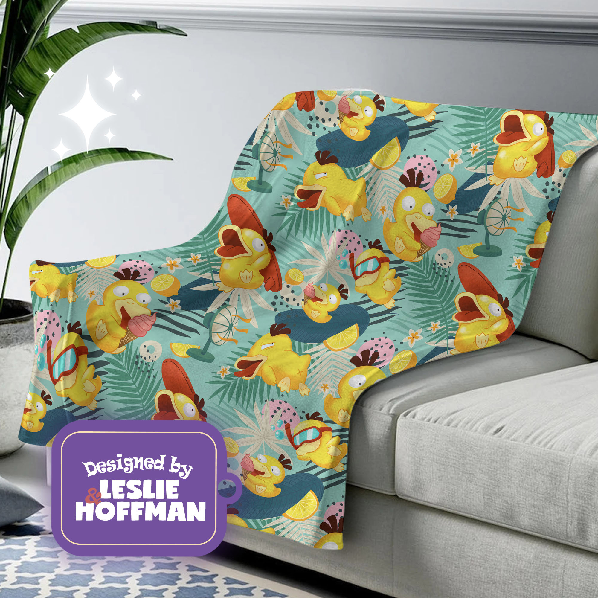 Psyduck Summer Fun Pokemon Blankets