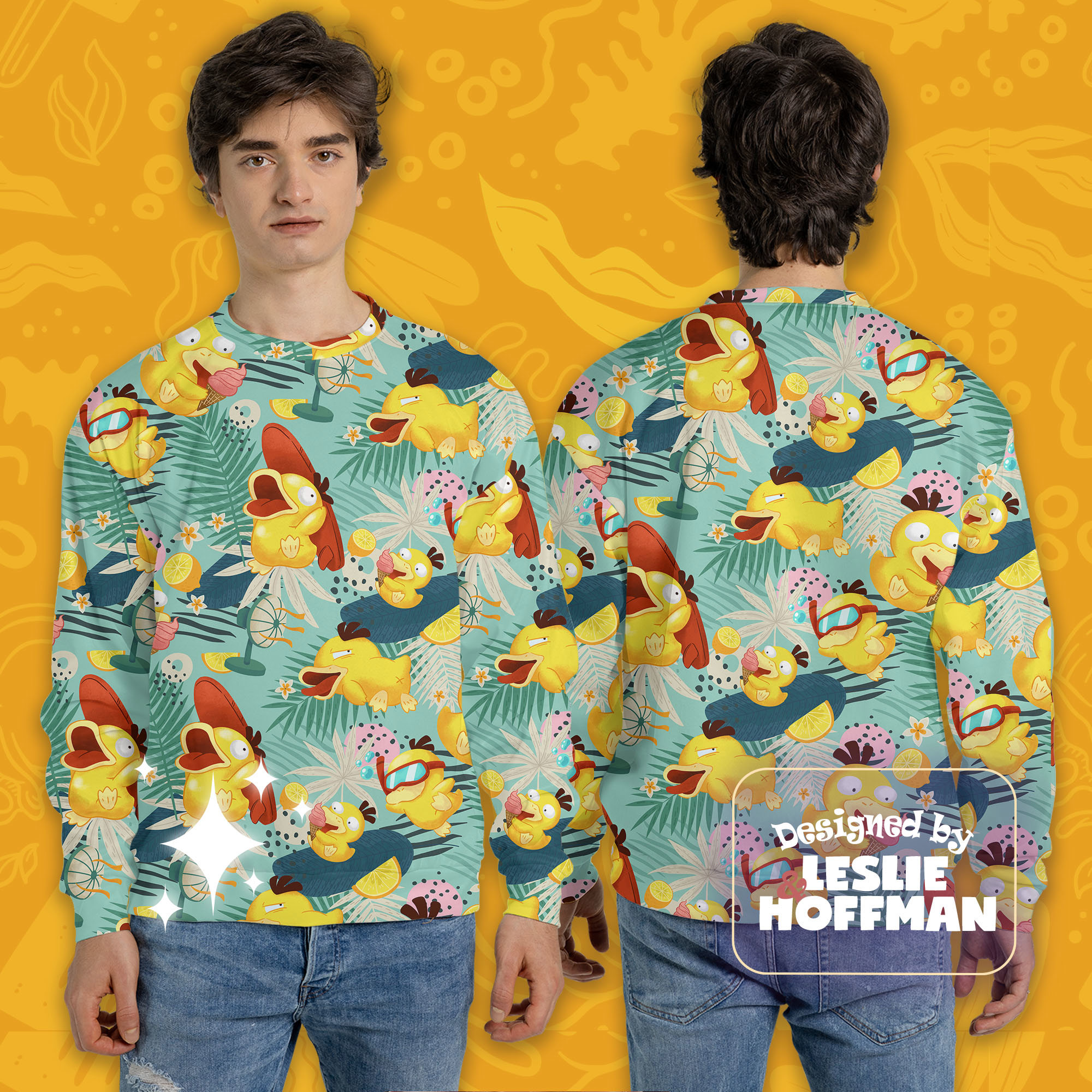 Psyduck summer fun water pokemon sweatshirts