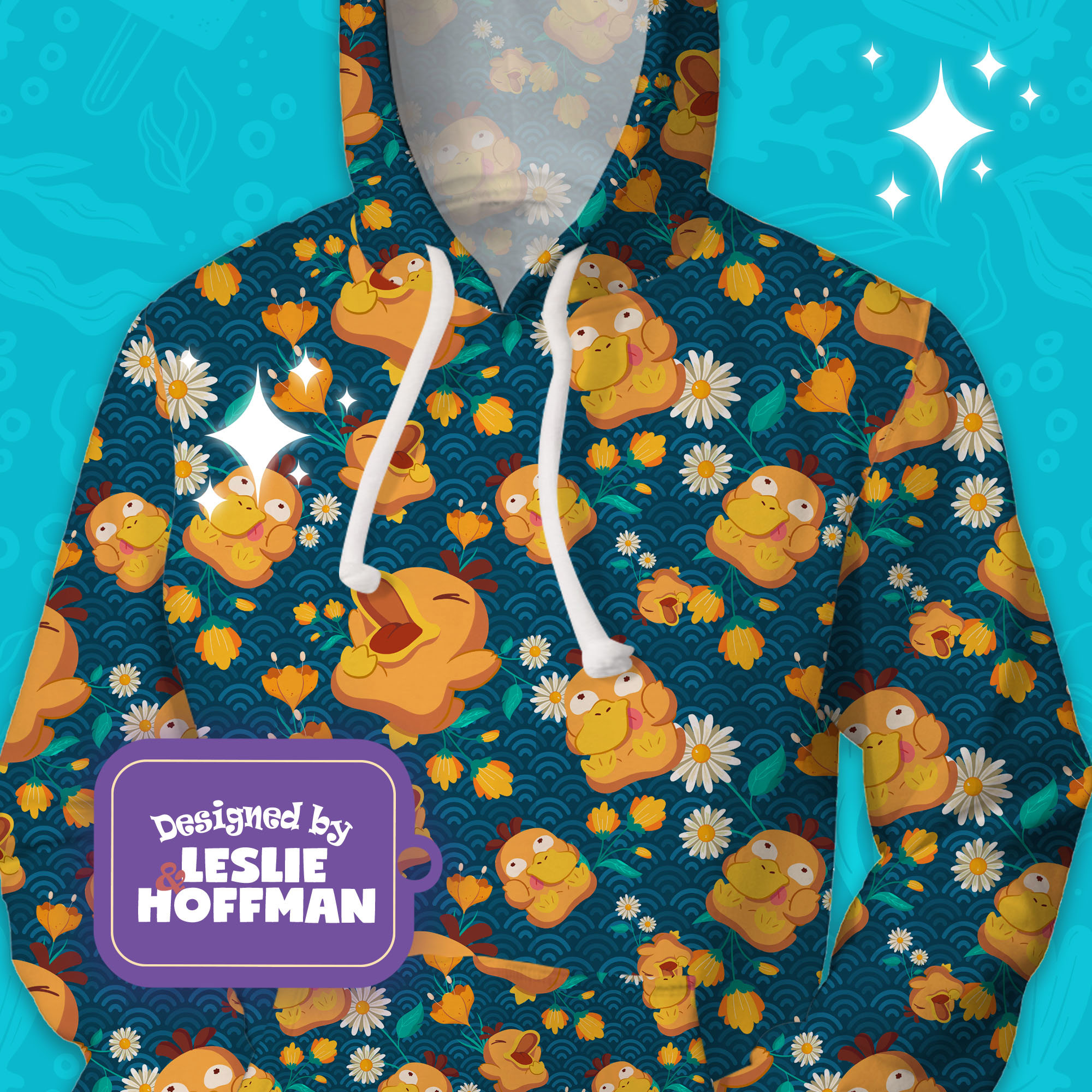 Psyduck wave flowers water pokemon hoodie