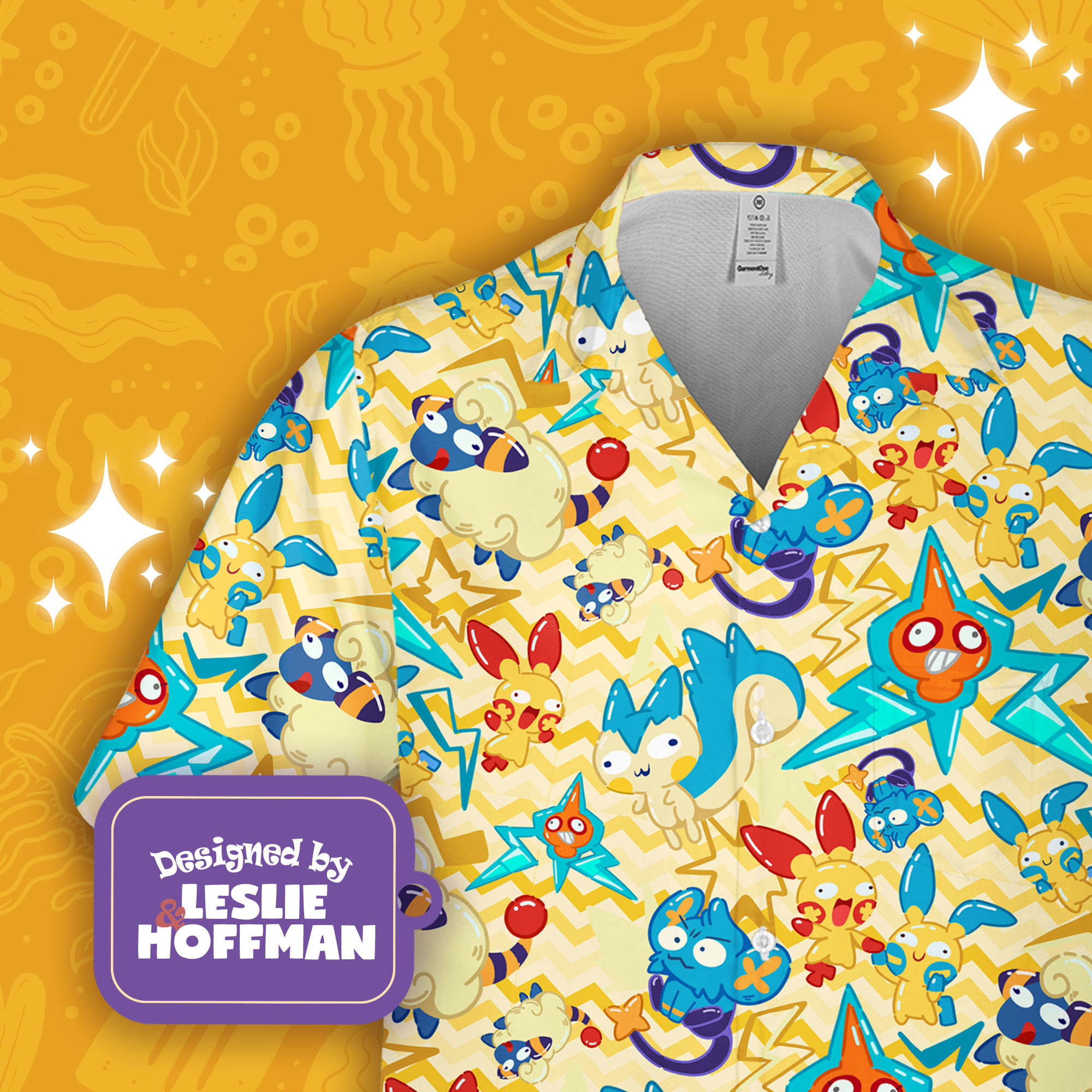 Rotom Electric Hawaiian Shirt - Ghost Pokemon Button Up Shirt