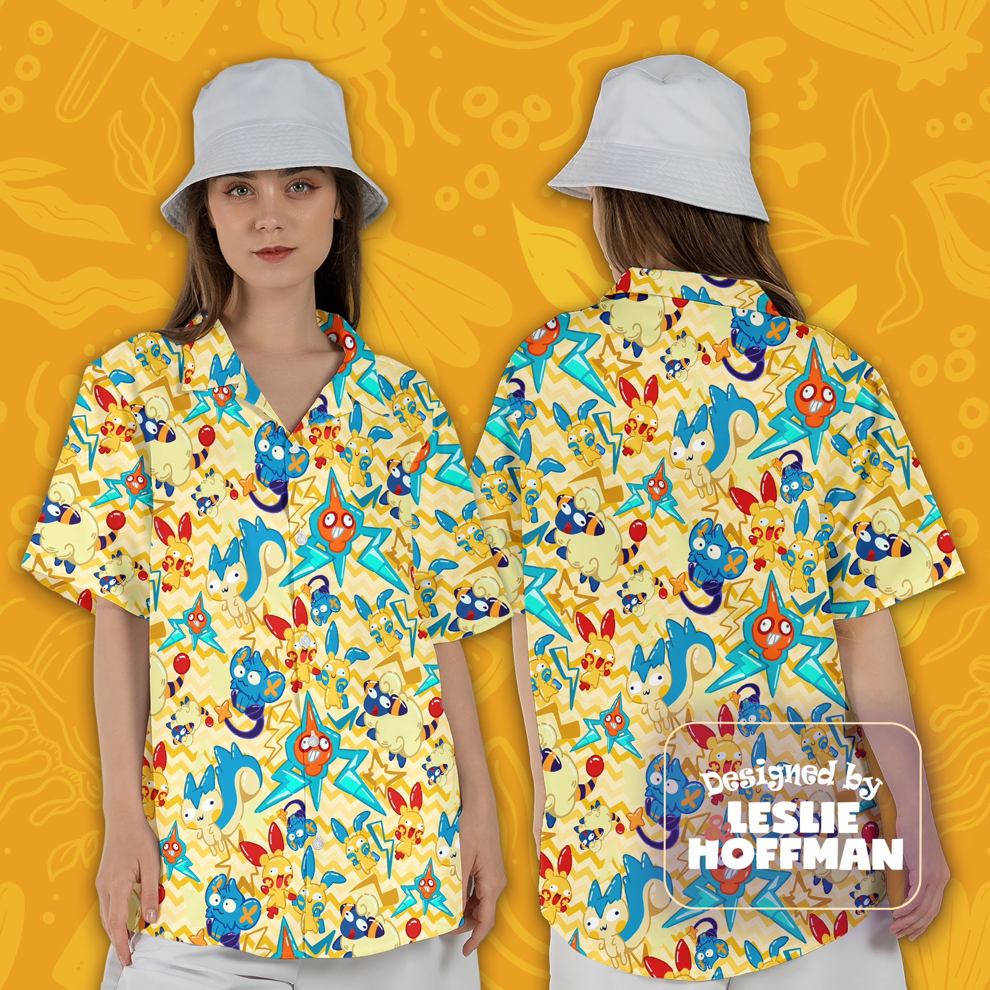 Rotom Electric Hawaiian Shirt - Ghost Pokemon Button Up Shirt