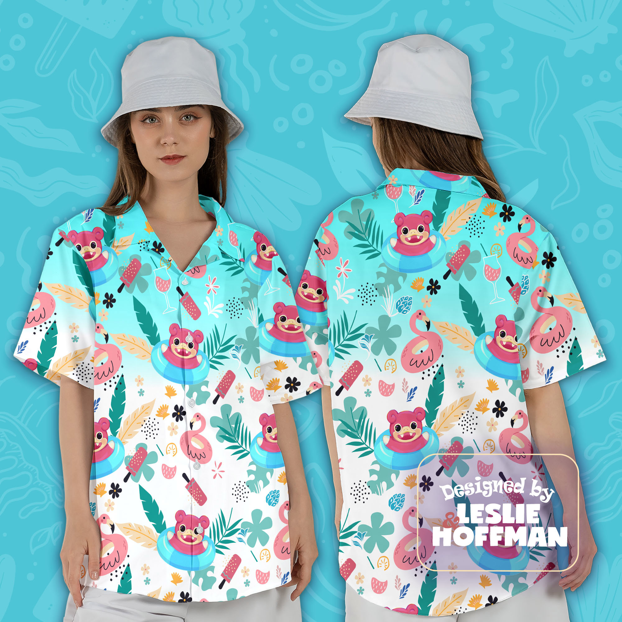 Slowpoke Aloha Hawaiian Shirt - Psychic Pokemon Button Up Shirt