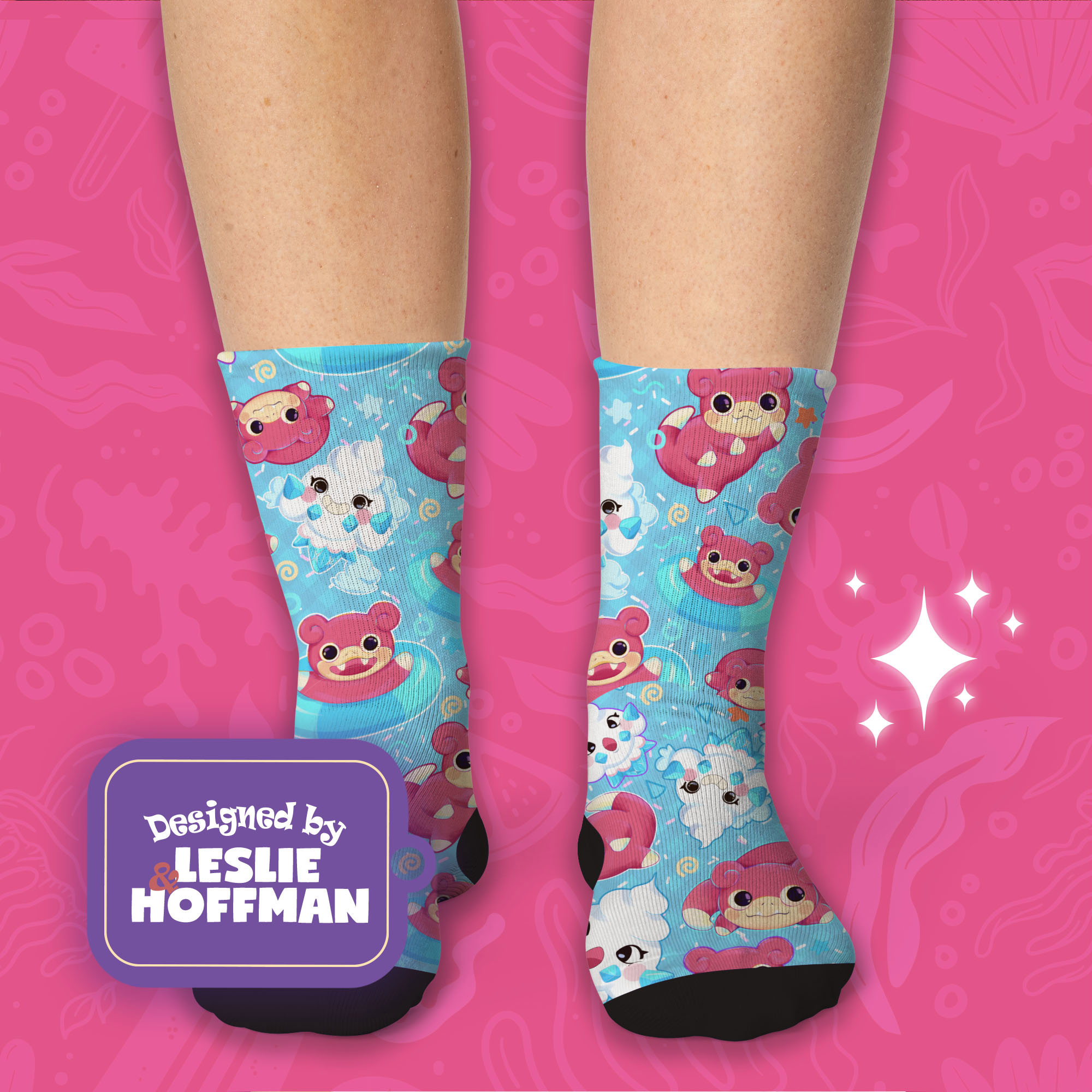 Slowpoke Blue Funny Pokemon Socks