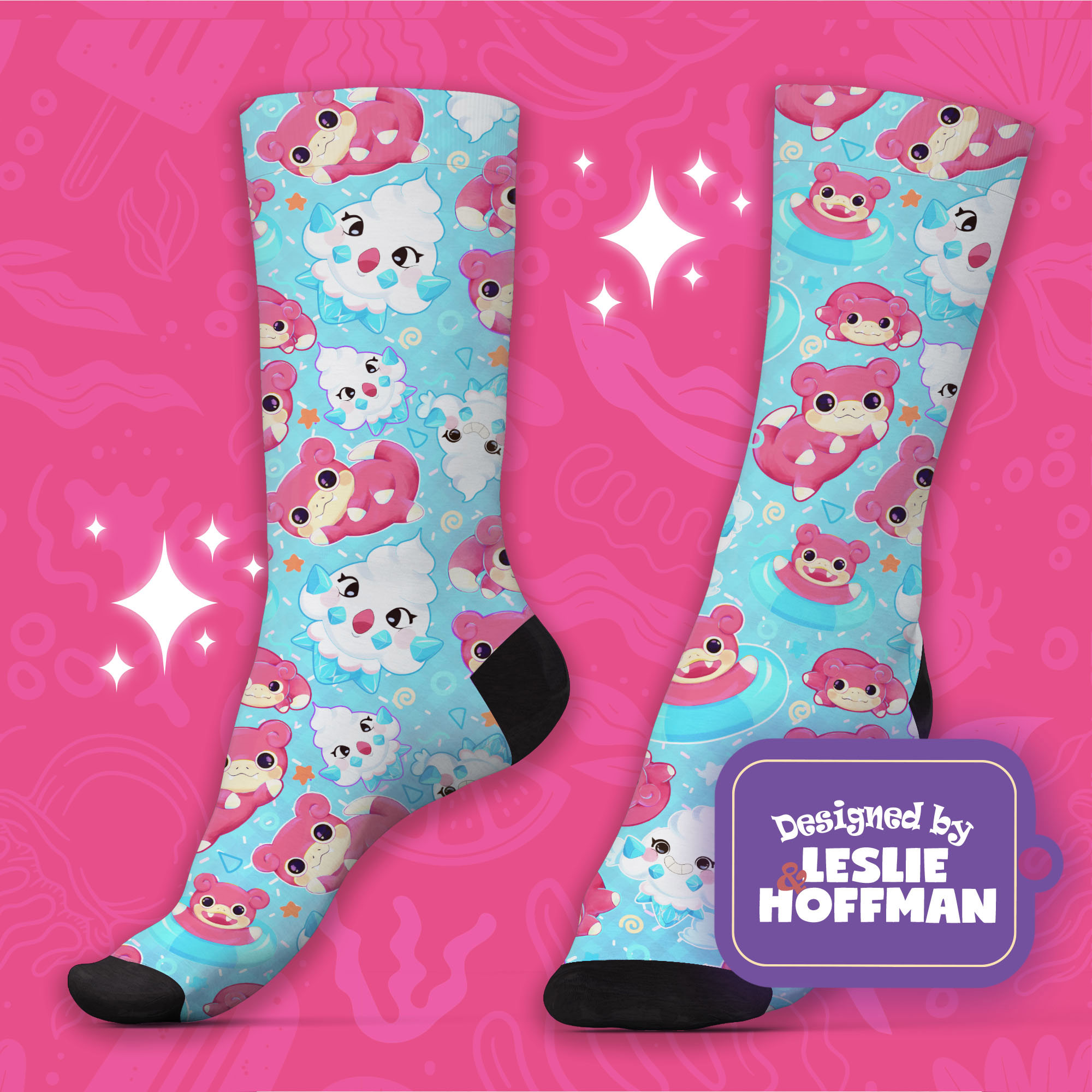 Slowpoke Blue Funny Pokemon Socks