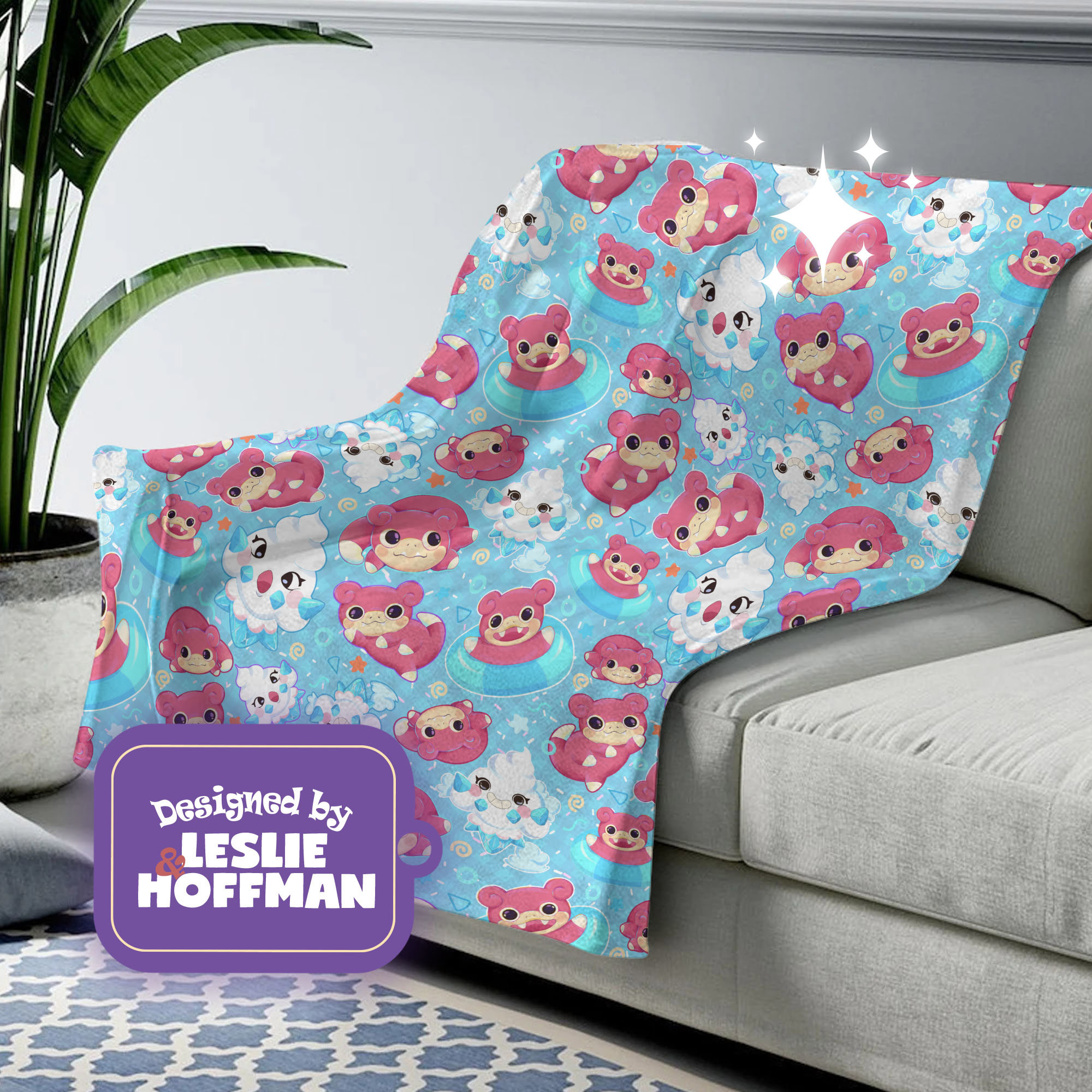 Slowpoke Blue Pokemon Fleece Blanket