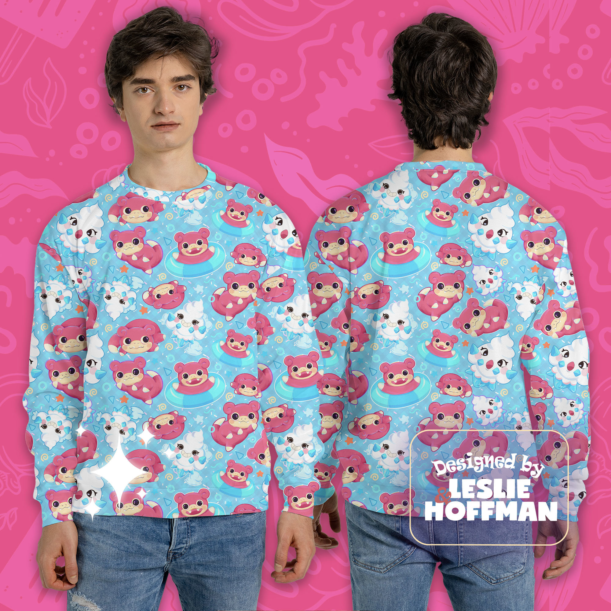 Slowpoke blue psychic pokemon sweatshirt