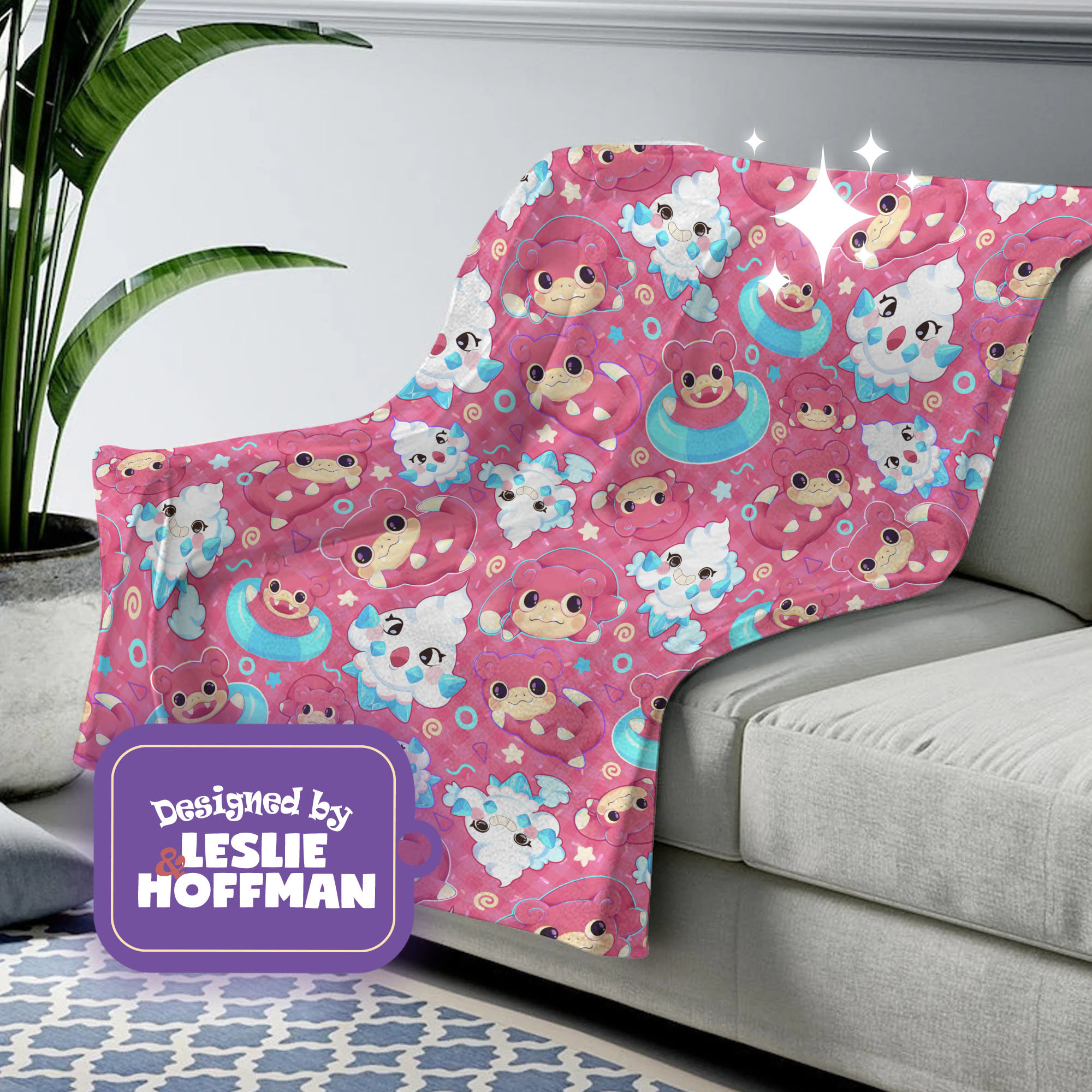 Slowpoke Pink Pokemon Blanket