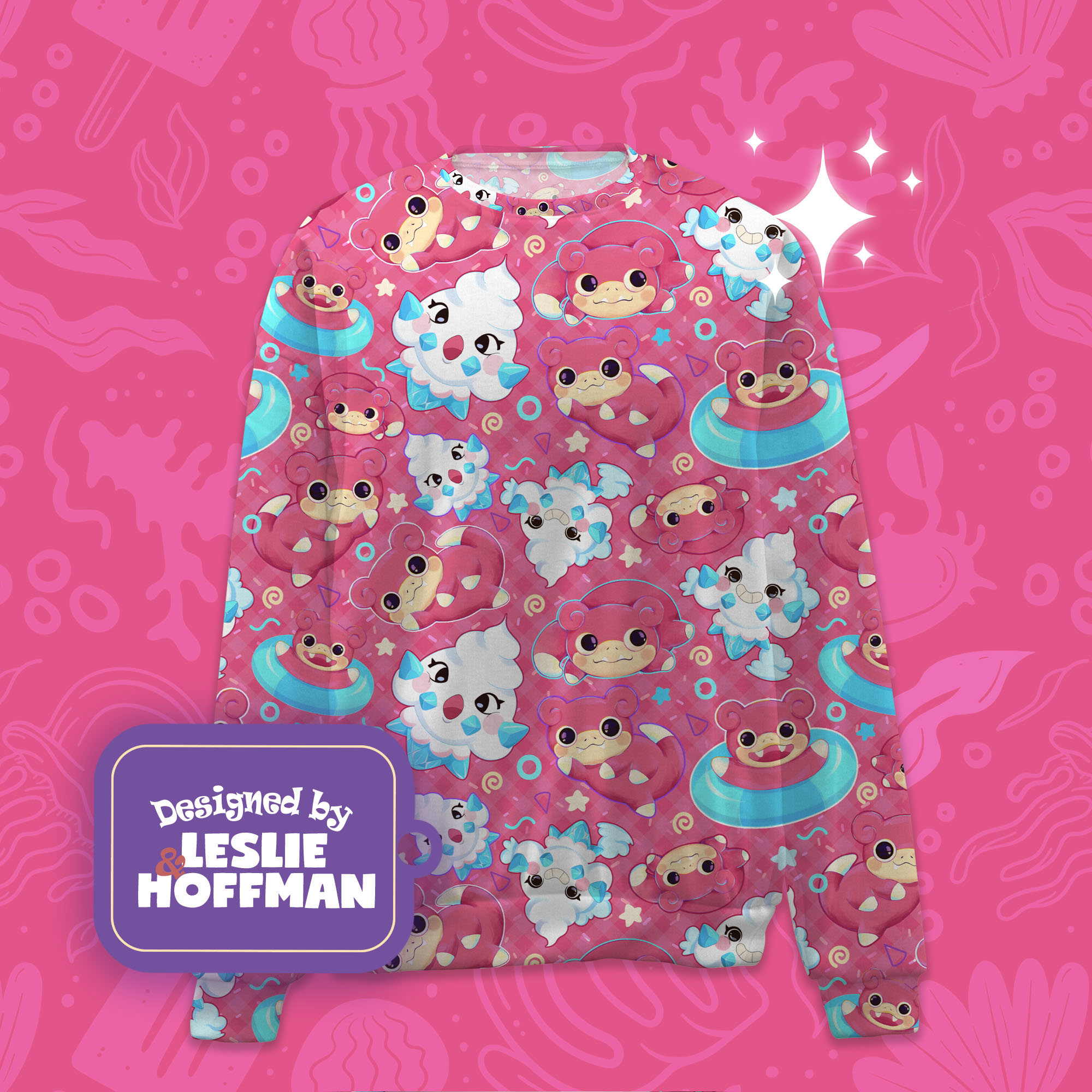 Slowpoke pink pokemon sweatshirt
