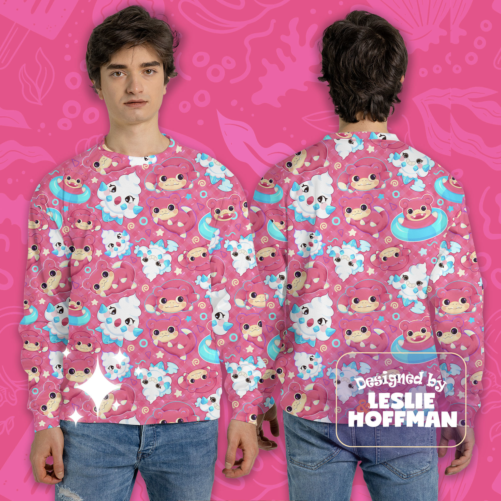 Slowpoke pink pokemon sweatshirt