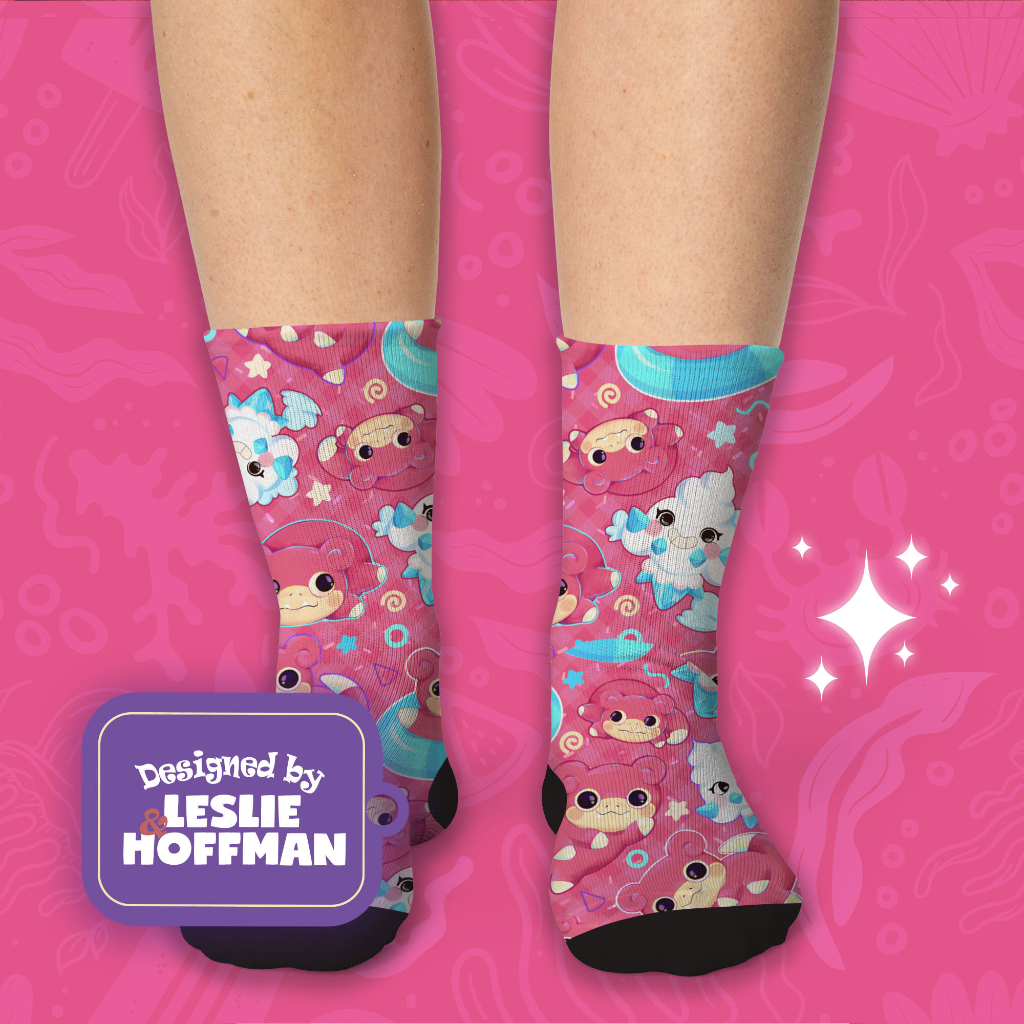 Slowpoke Pink Psychic Pokemon Socks