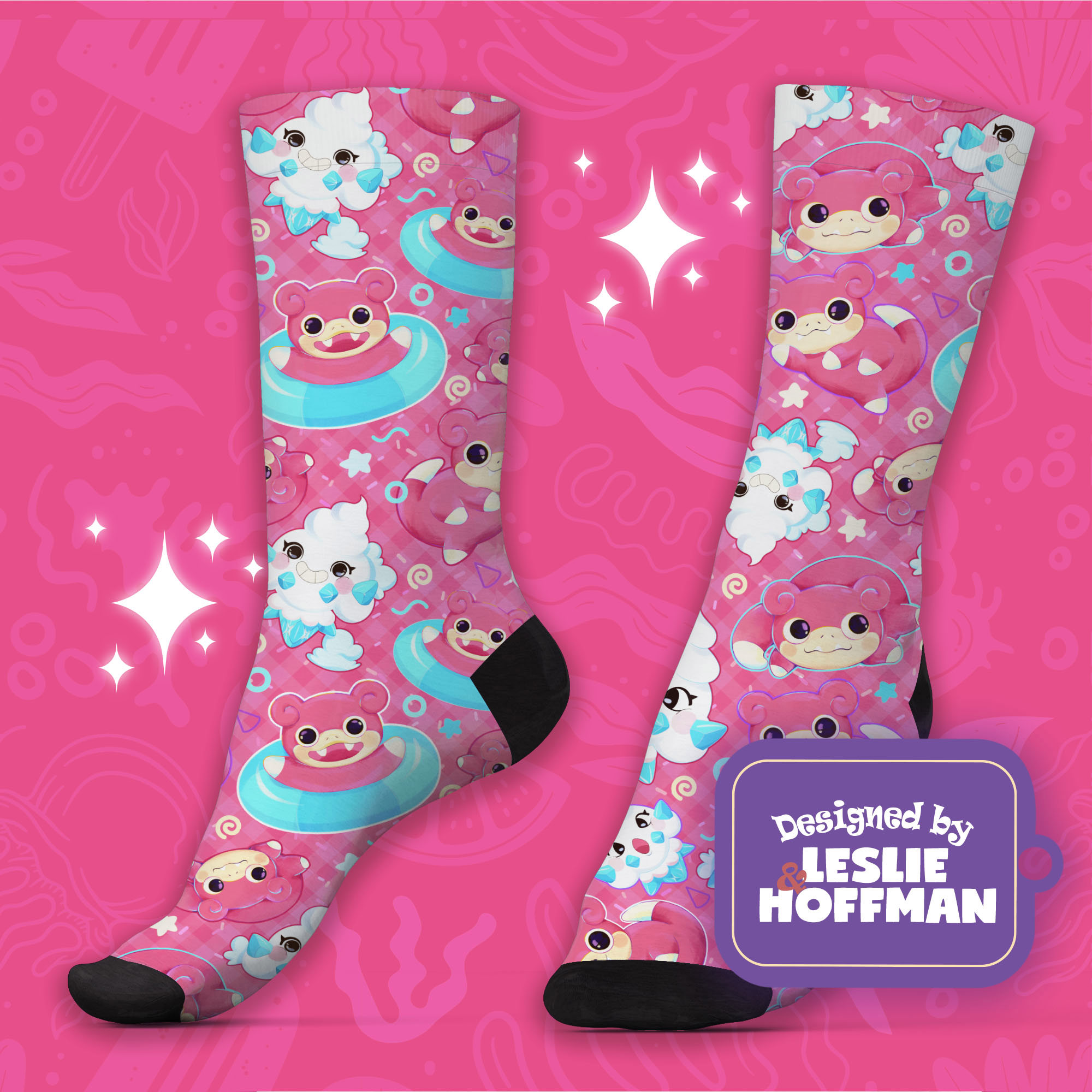 Slowpoke Pink Psychic Pokemon Socks