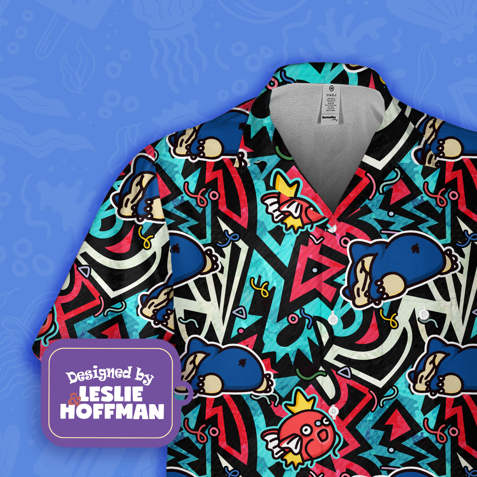 Snorlax Magikarp Hawaiian Shirt -  Pokemon Button Up Shirt