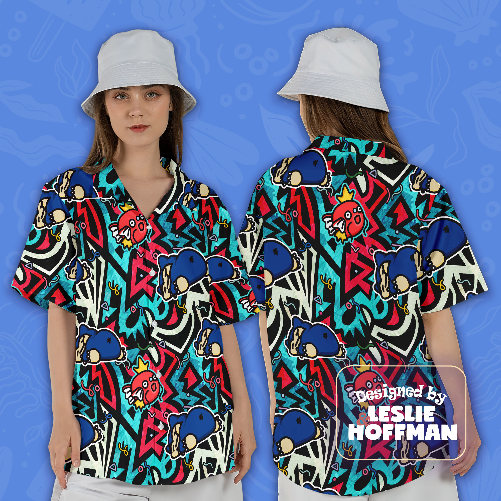 Snorlax Magikarp Hawaiian Shirt -  Pokemon Button Up Shirt