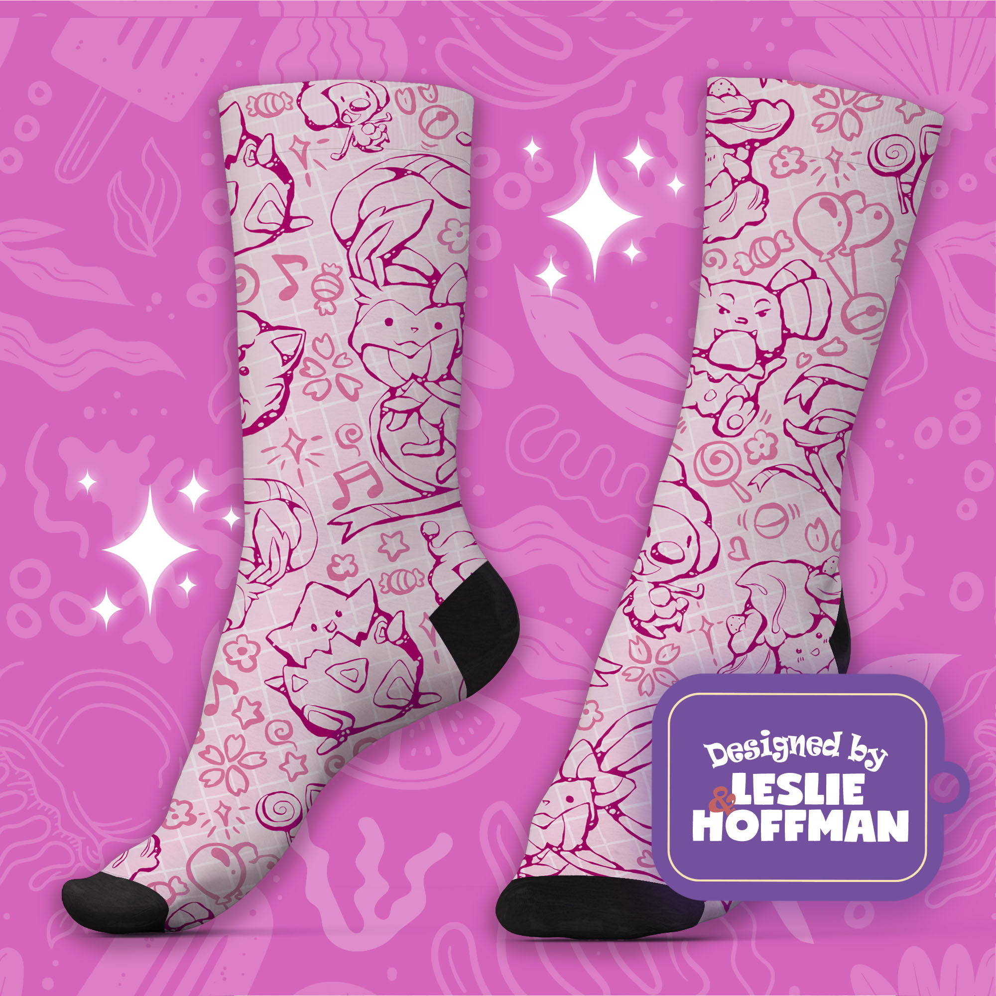 Sylveon Line Cute Socks Fairy Pokemon Socks