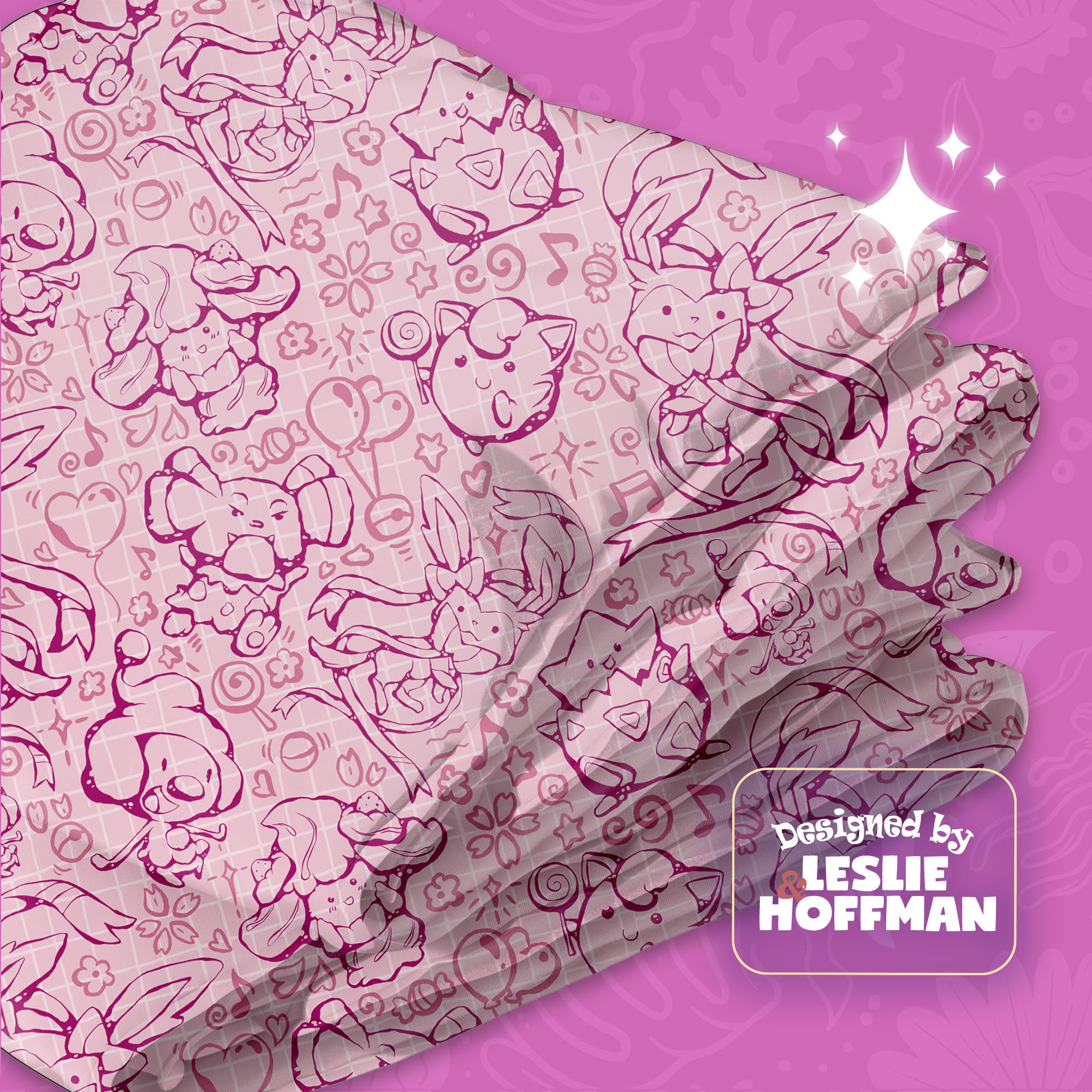 Sylveon Line Pokemon Fleece Blanket