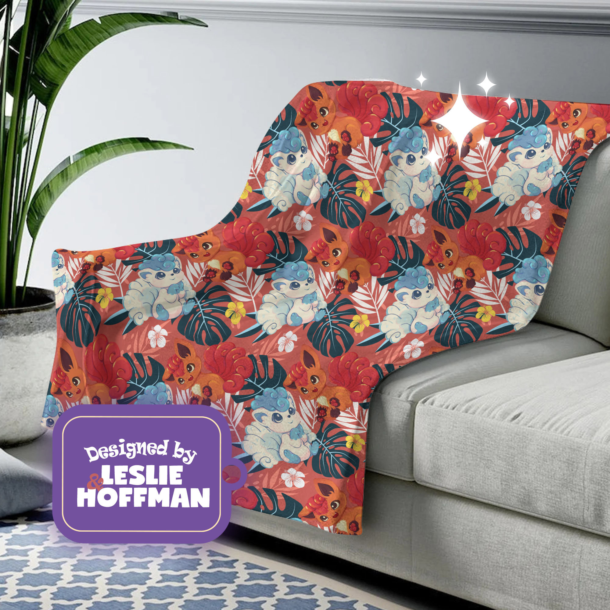 Vulpix Couple Pokemon Fleece Blanket