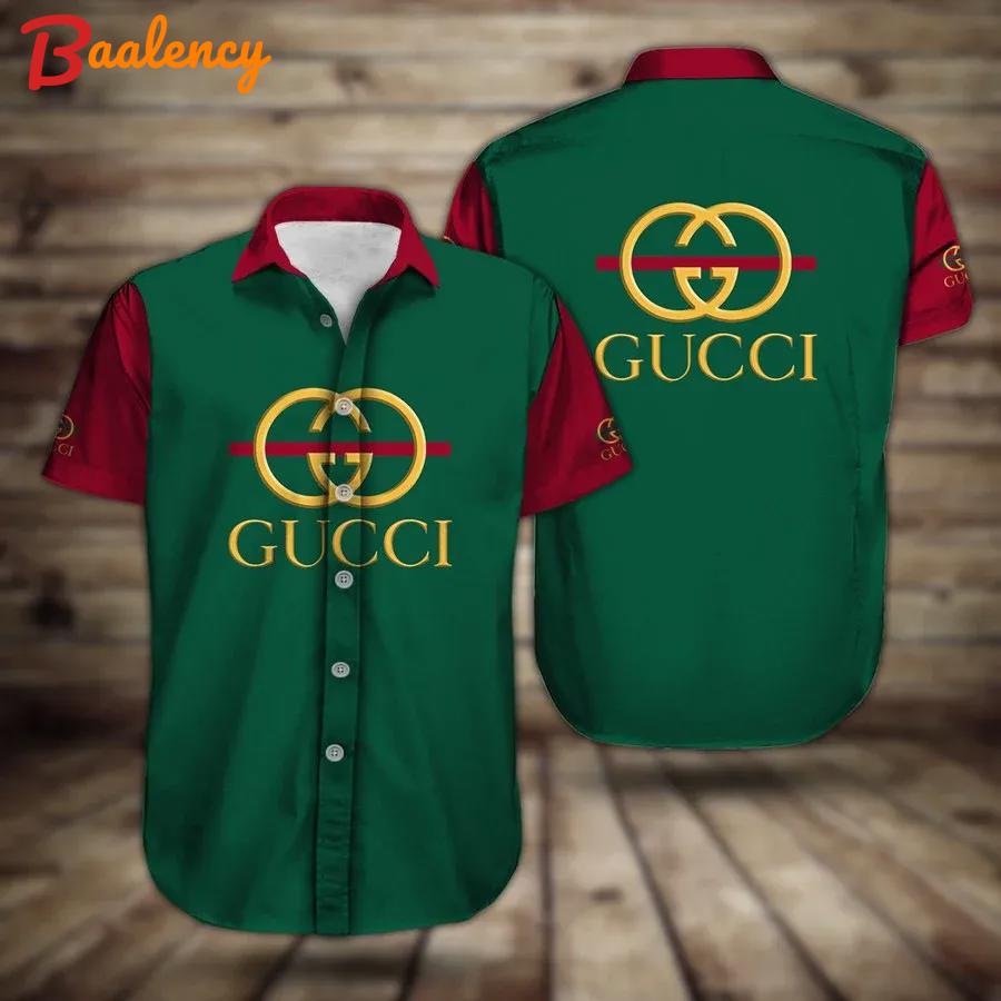 Gucci green red luxury brand premium fashion hawaii shirt for men 25 Hawaii Shirt