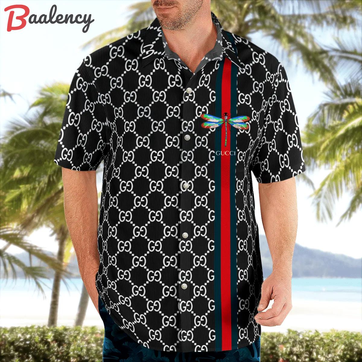 Gucci dragonfly black luxury brand premium fashion hawaii shirt for men 29 Hawaii Shirt