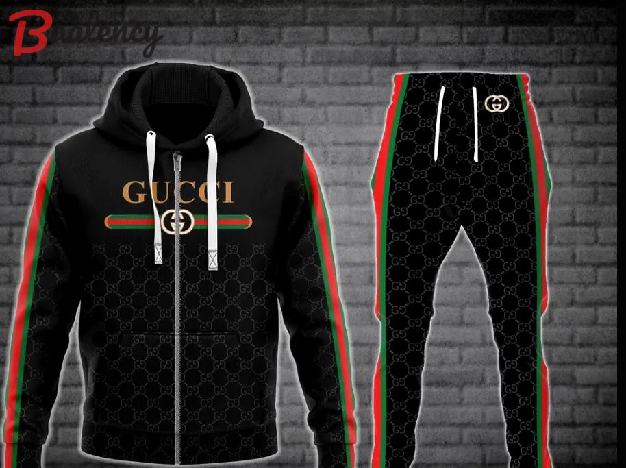 Gucci blacktripes 3d hoodieong pants imited edition Zipper Hoodie 3D