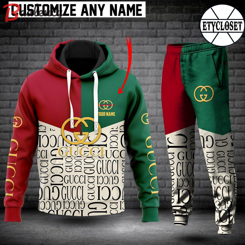 Personalized gucci green hoodie sweatpants pants luxury brand clothing clothes outfit for men-86 Hoodie Long Pants 3D Set