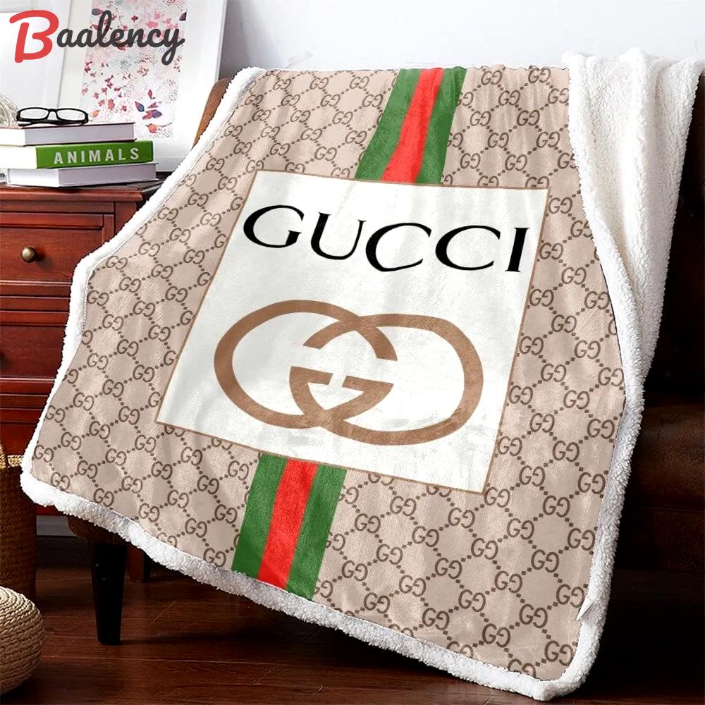 Gucci beige luxury brand premium blanket fleece home decor 4 Blanket Fleece