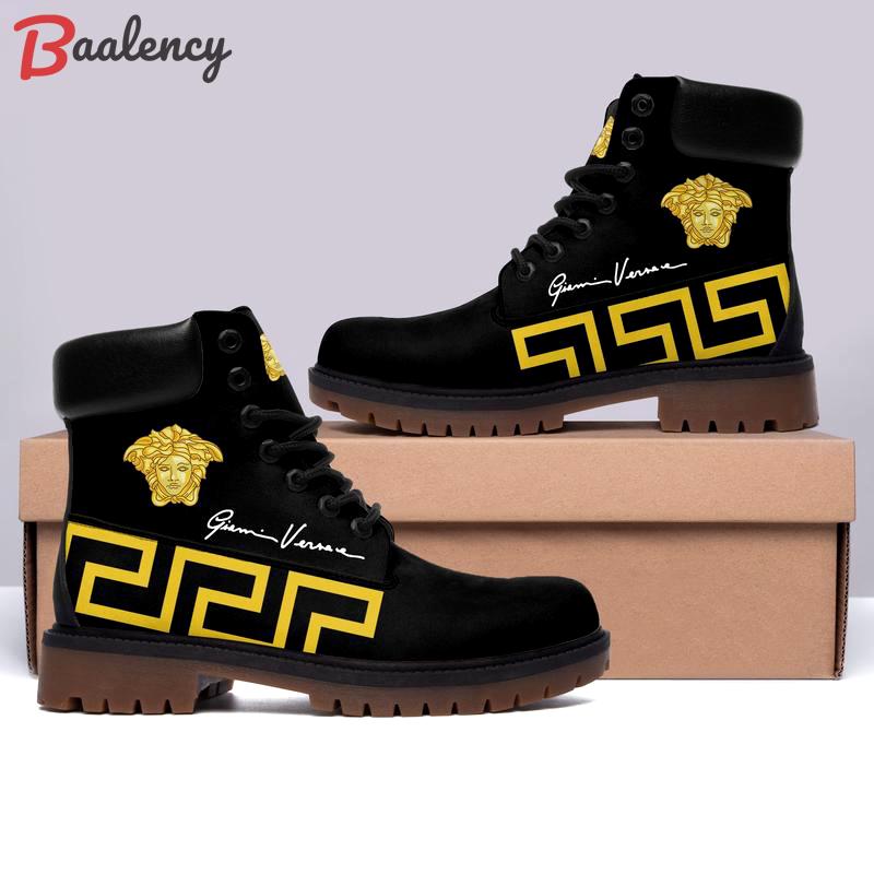 Gianni versace black timberland boots form timboots shoes hot 2023 gifts for men women Timboots Shoes