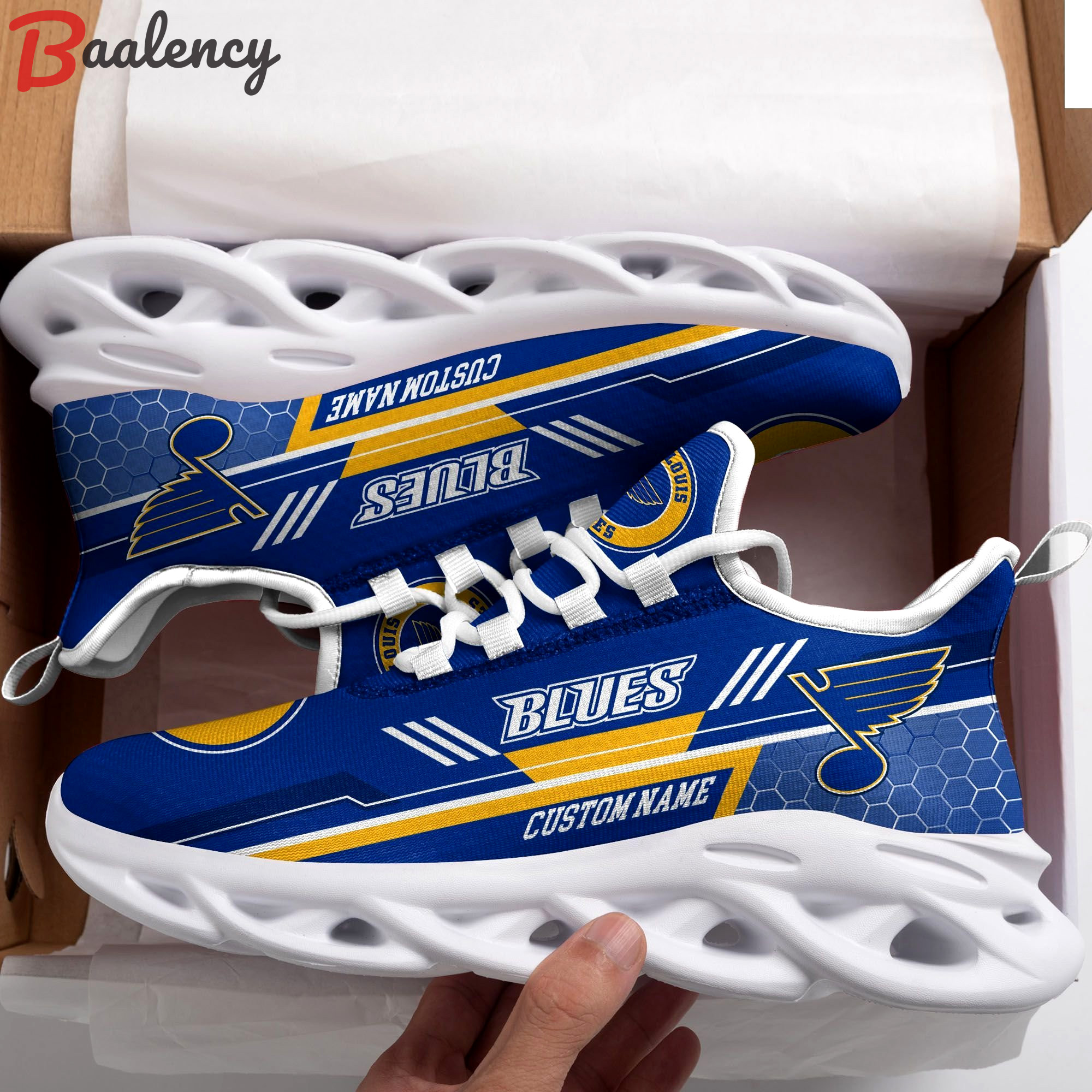 St louis blues custom personalized max soul sneakers running sports shoes for men women football fan football fan Max Soul Shoes