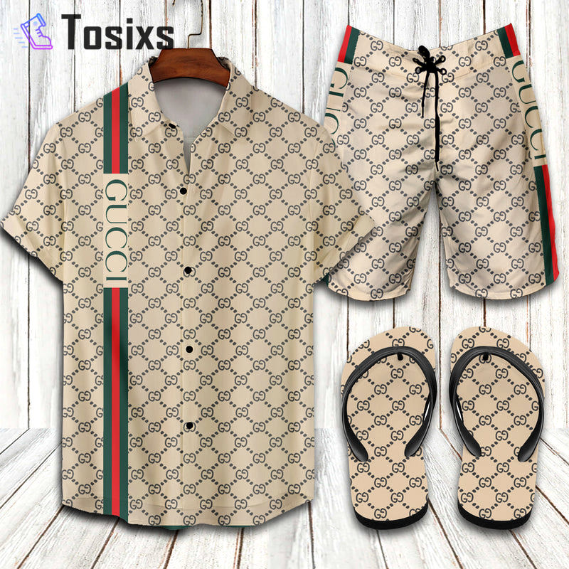 Gucci flip flops hot 2023 and combo hawaii shirt, shorts 2 Hawaii Shirt Shorts & Flip Flops