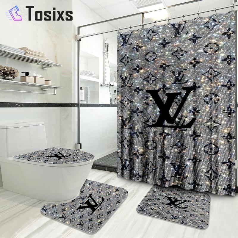 Louis vuitton bathroom set luxury shower curtain waterproof luxury