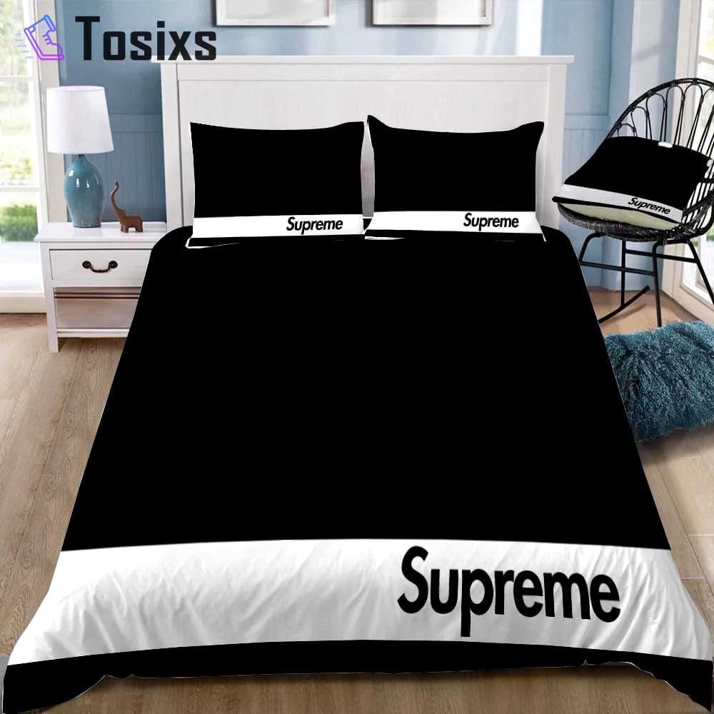 Supreme black white luxury brand premium bedding sets,bed sets, bedroom sets, comforter sets, duvet cover, bedspread Bedding Sets