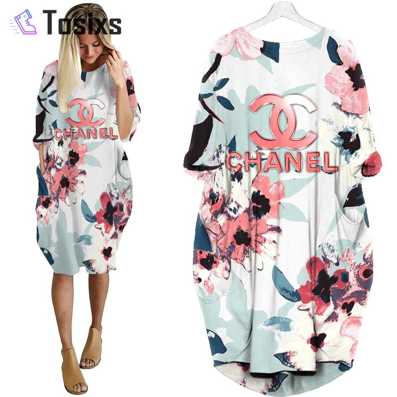 Chanel flower batwing pocket dress luxury brand clothing clothes outfit for women ht Batwing Pocket Dress