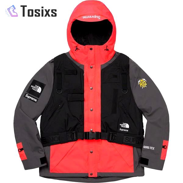 Supreme the north face rtg jacket + vest bright red Zipper Hoodie 3D