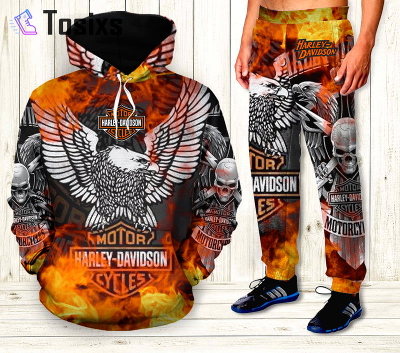 Hoodie harley davidson unisex sweatpant trouser with pocket sports clothing new hot 2023 18 Hoodie Long Pants 3D Set