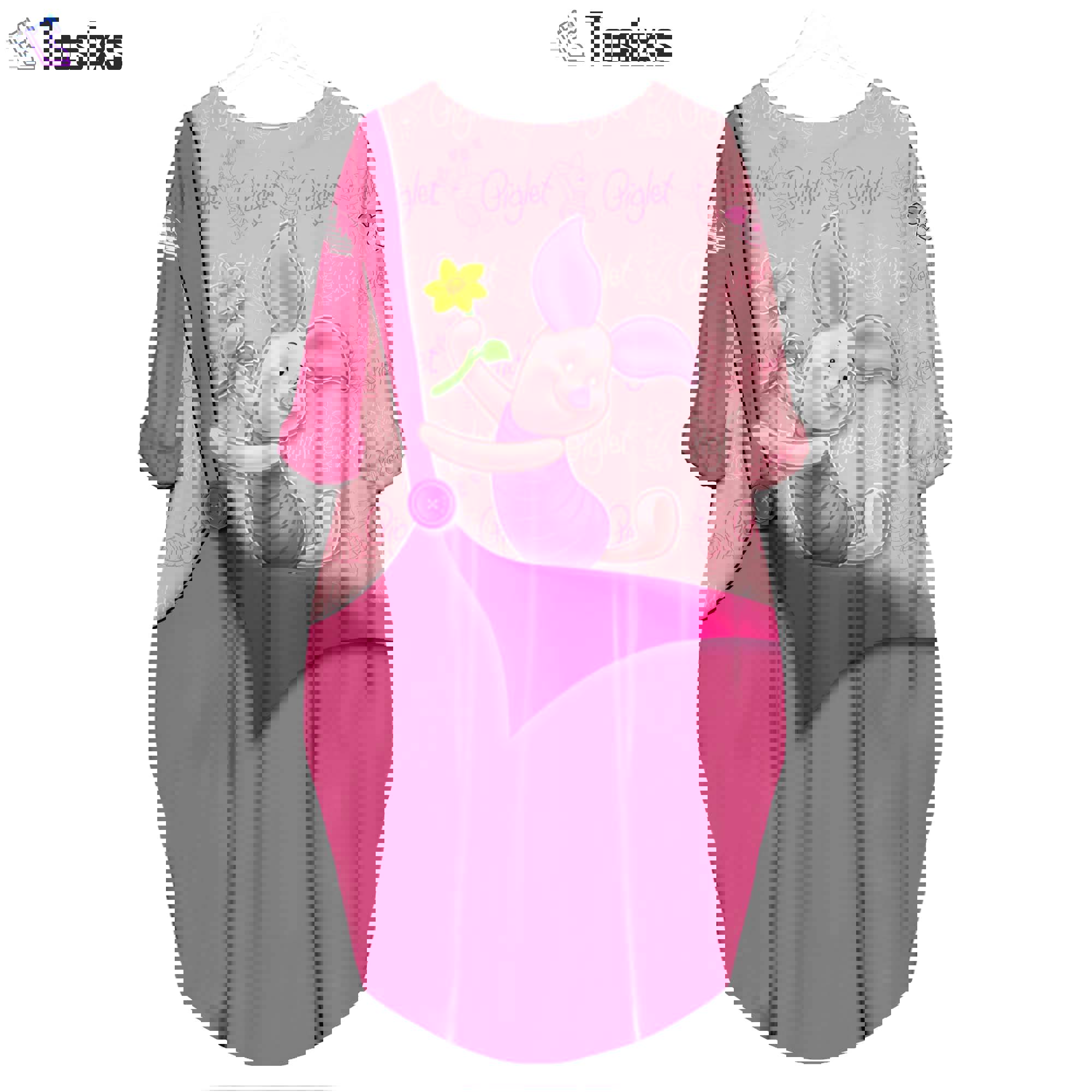 Piglet pink cute disney cartoon batwing pocket dress outfits women hn Batwing Pocket Dress