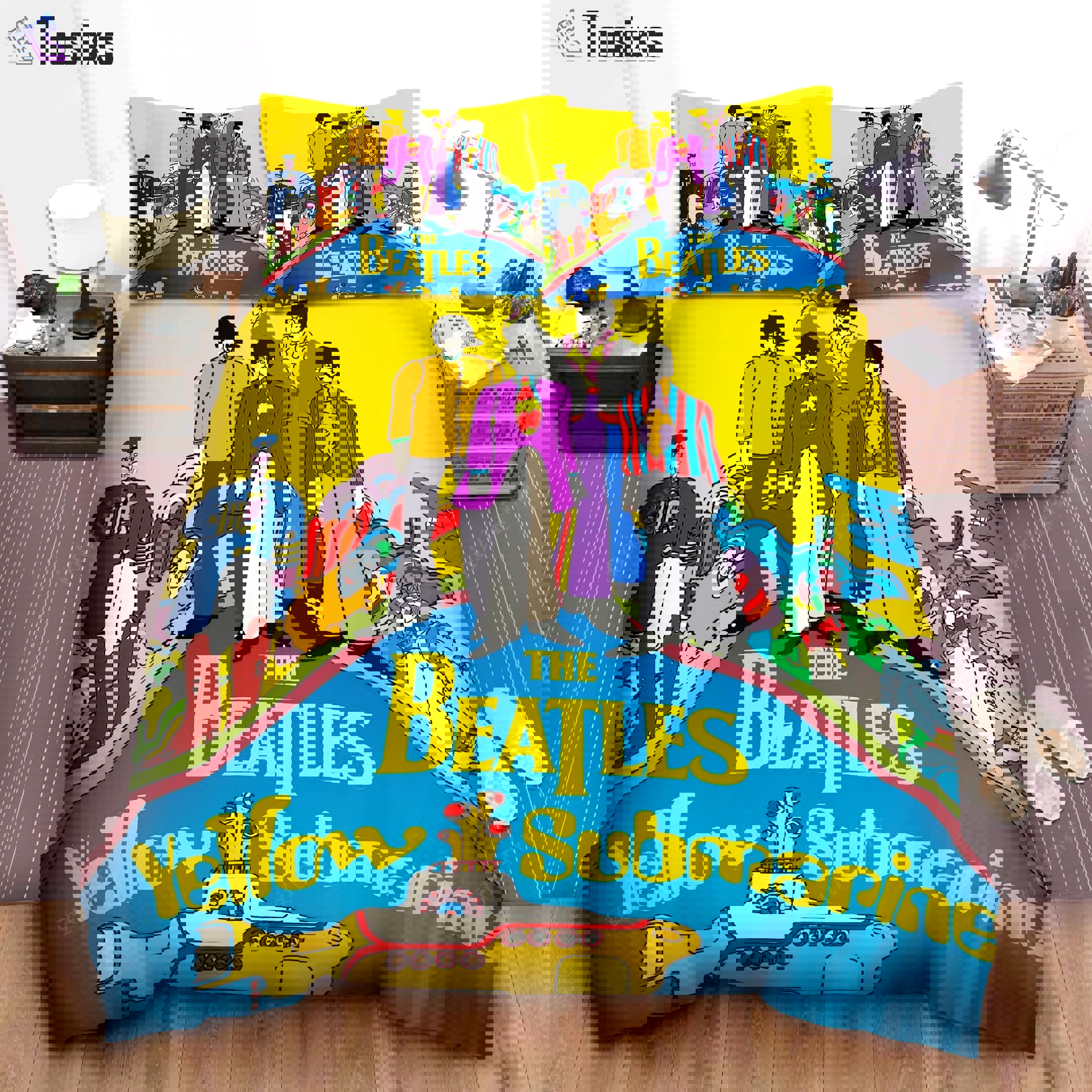 The beatles yellow submarine album bed    s Bedding Sets covers sheets bedclothes bed linen bedspread blankets home decor bedroom idea duvet