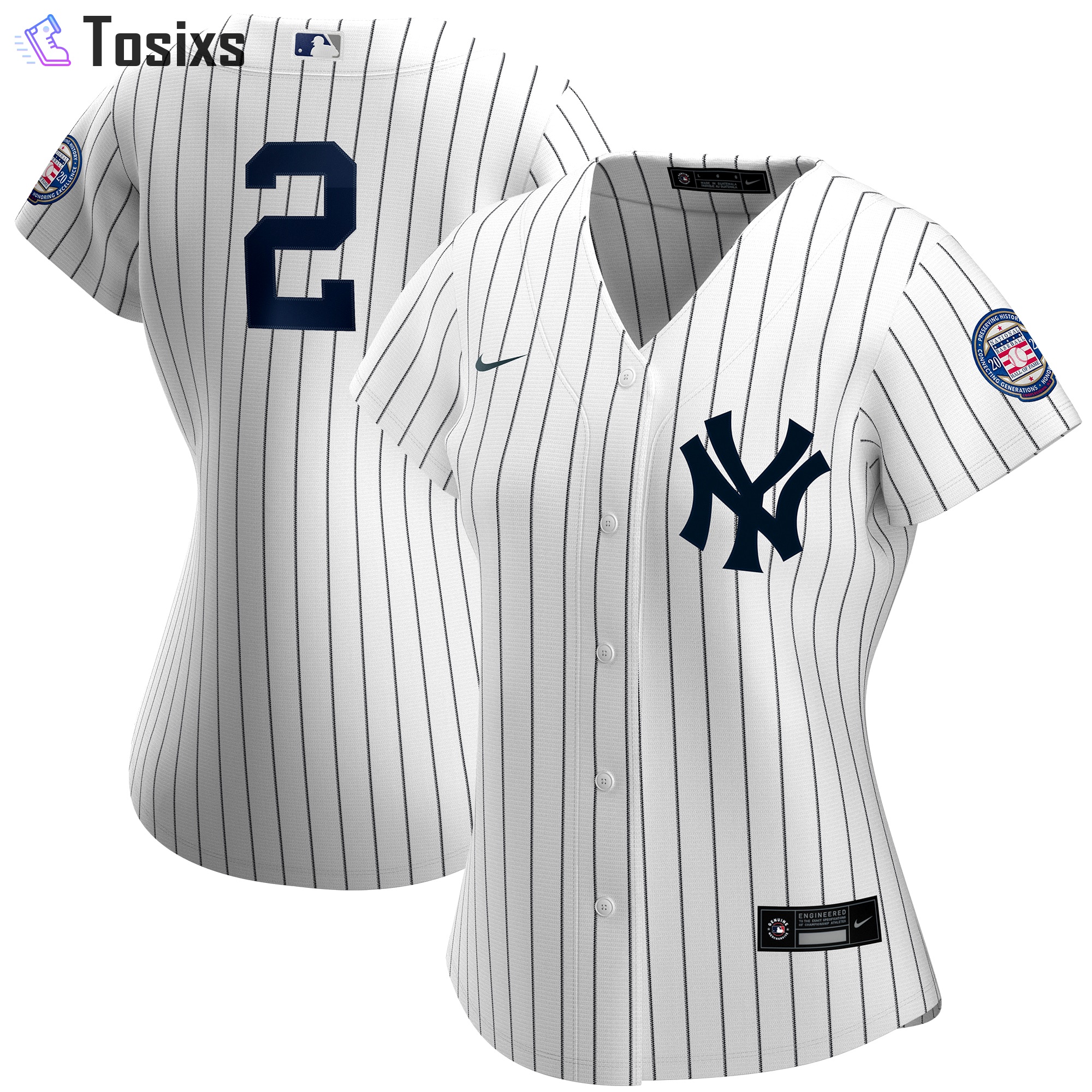 Derek jeter new york yankees nike women's 2020 hall of fame induction jersey color white/navy  Baseball MLB Jersey MLB Baseball For Fans Sports Replica