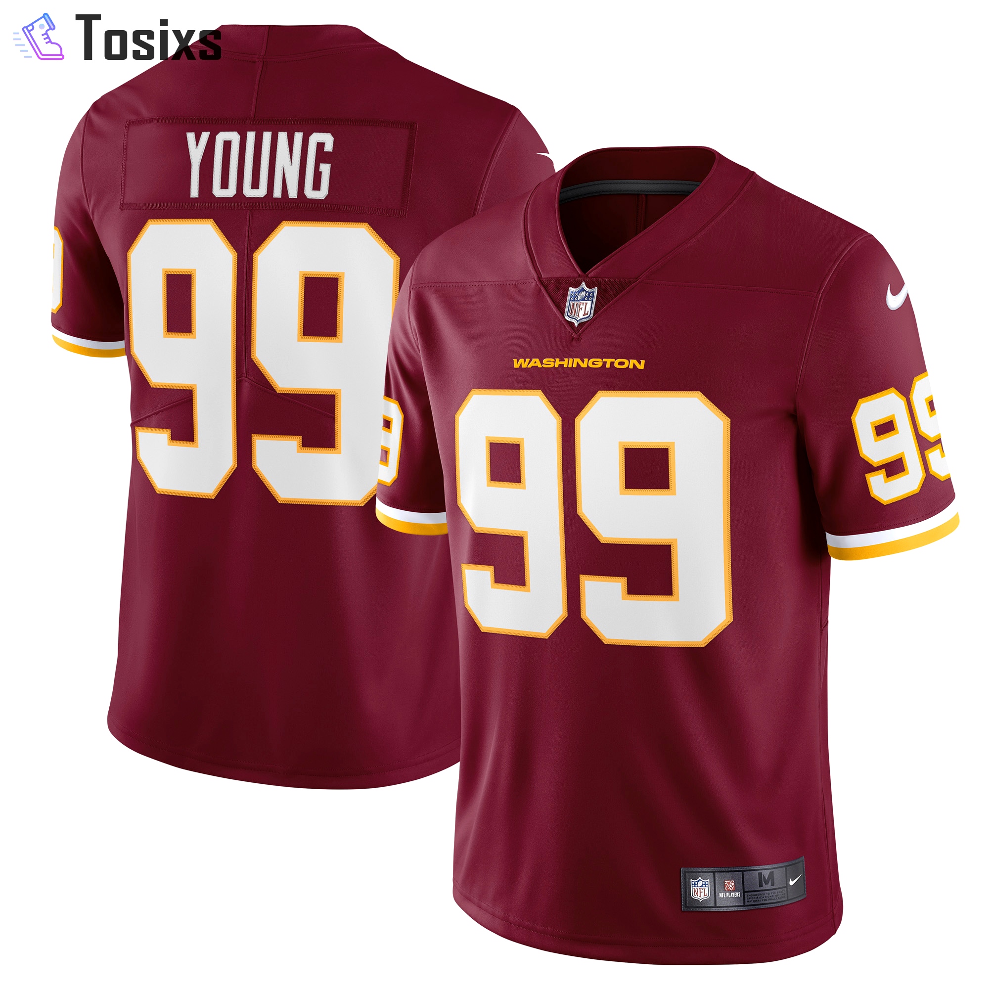 Chase young washington football team nike vapor limited jersey color burgundy  Baseball NFL Jersey NFLFootball For Fans Replica Sports