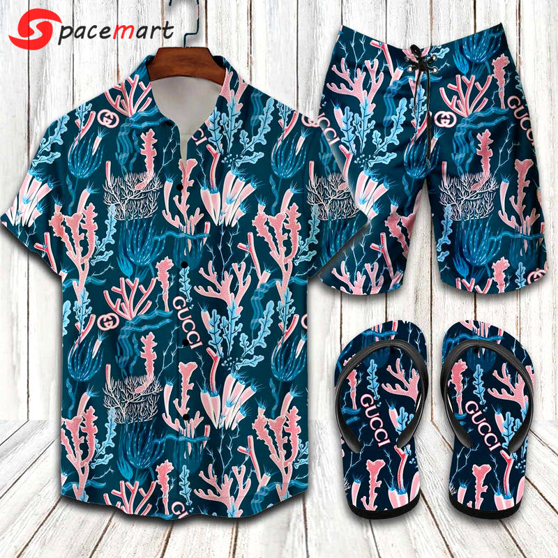 Gucci flip flops hot 2023 and combo hawaii shirt, shorts 109 Hawaii Shirt Shorts & Flip Flops