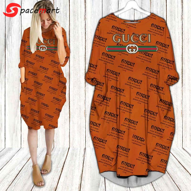 Gucci orange batwing pocket dress luxury clothing clothes outfit for women ht Batwing Pocket Dress