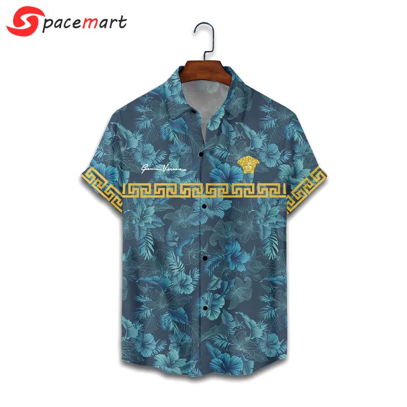 Gianni versace natural luxury brand premium fashion hawaii shirt for men 46 Hawaii Shirt