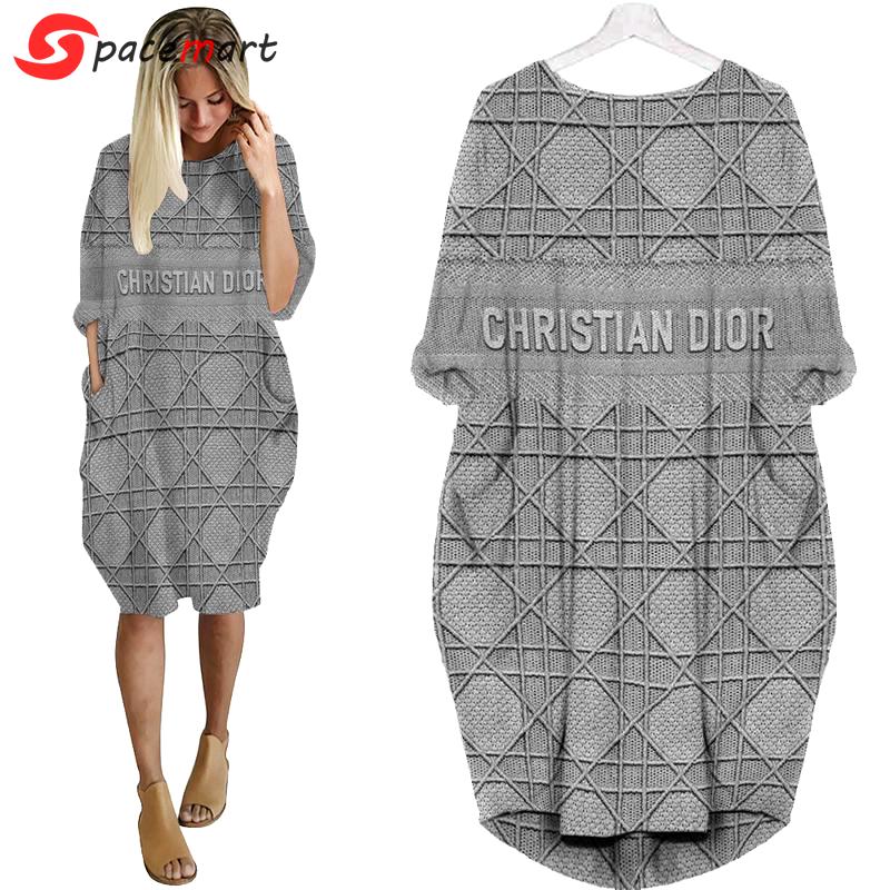 Dior grey batwing pocket dress luxury brand clothing clothes outfit for women ht Batwing Pocket Dress