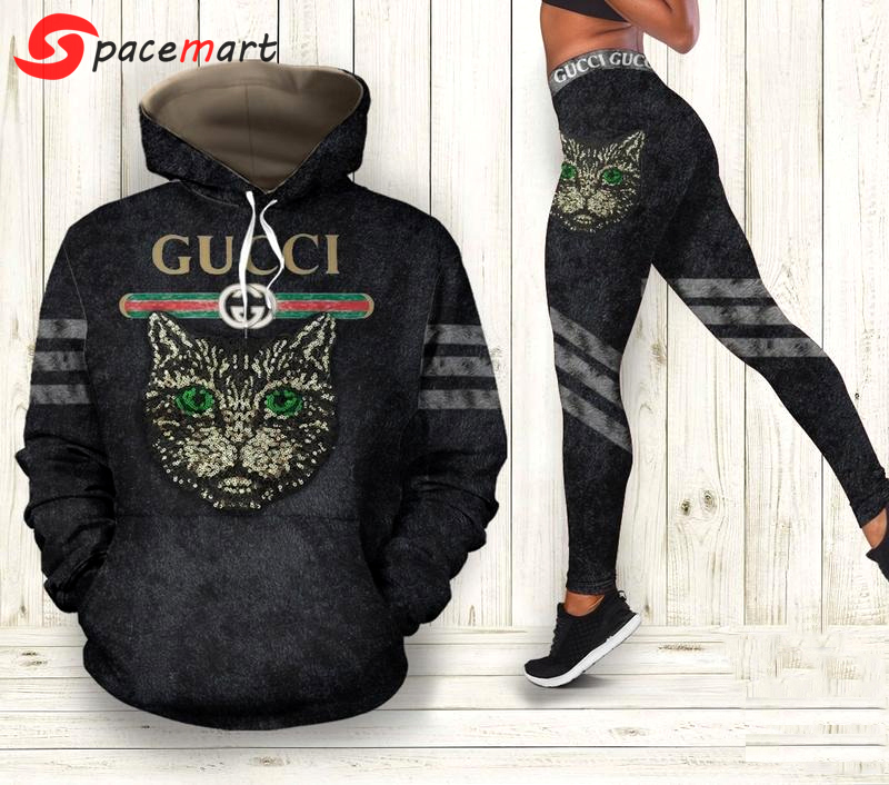 Gucci cat 3d all over print hoodie leggings set gucci gift for cat lovers hn 41 Hoodie Leggings Set