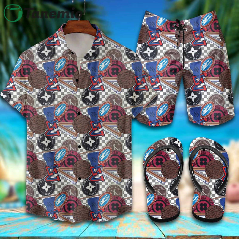 Louis vuitton lv flip flops hot 2023 and combo hawaii shirt, shorts 110 Hawaii Shirt Shorts & Flip Flops