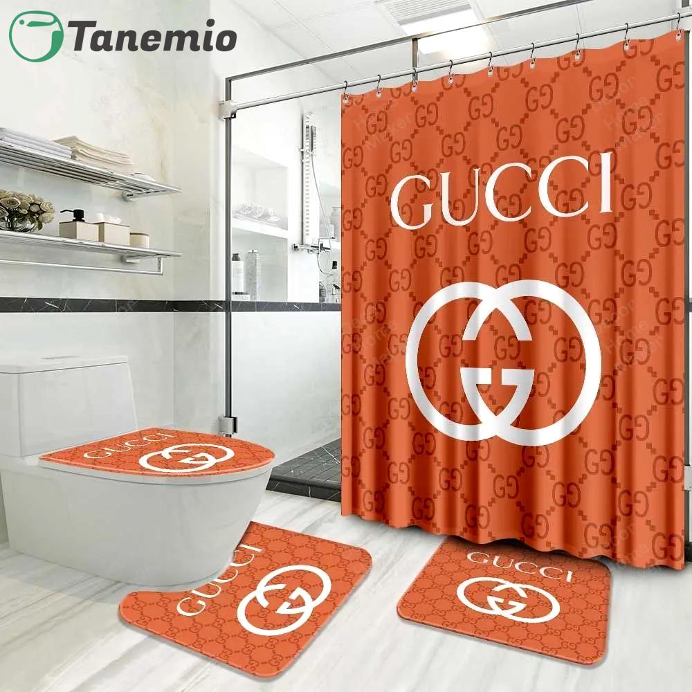 Gucci bathroom set luxury shower curtain waterproof luxury brand with logo gucci 16 159 Bathroom Set
