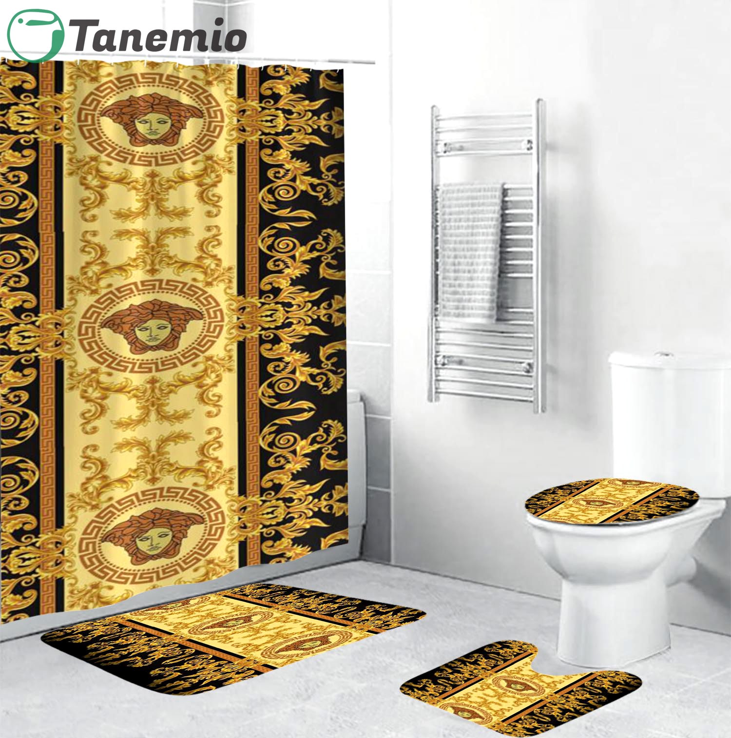 Gianni versace medusa bathroom set hot 2023 luxury shower curtain bath