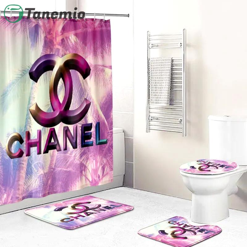 Chanel shower curtain galaxy coco luxury bathroom set 53 Bathroom Set