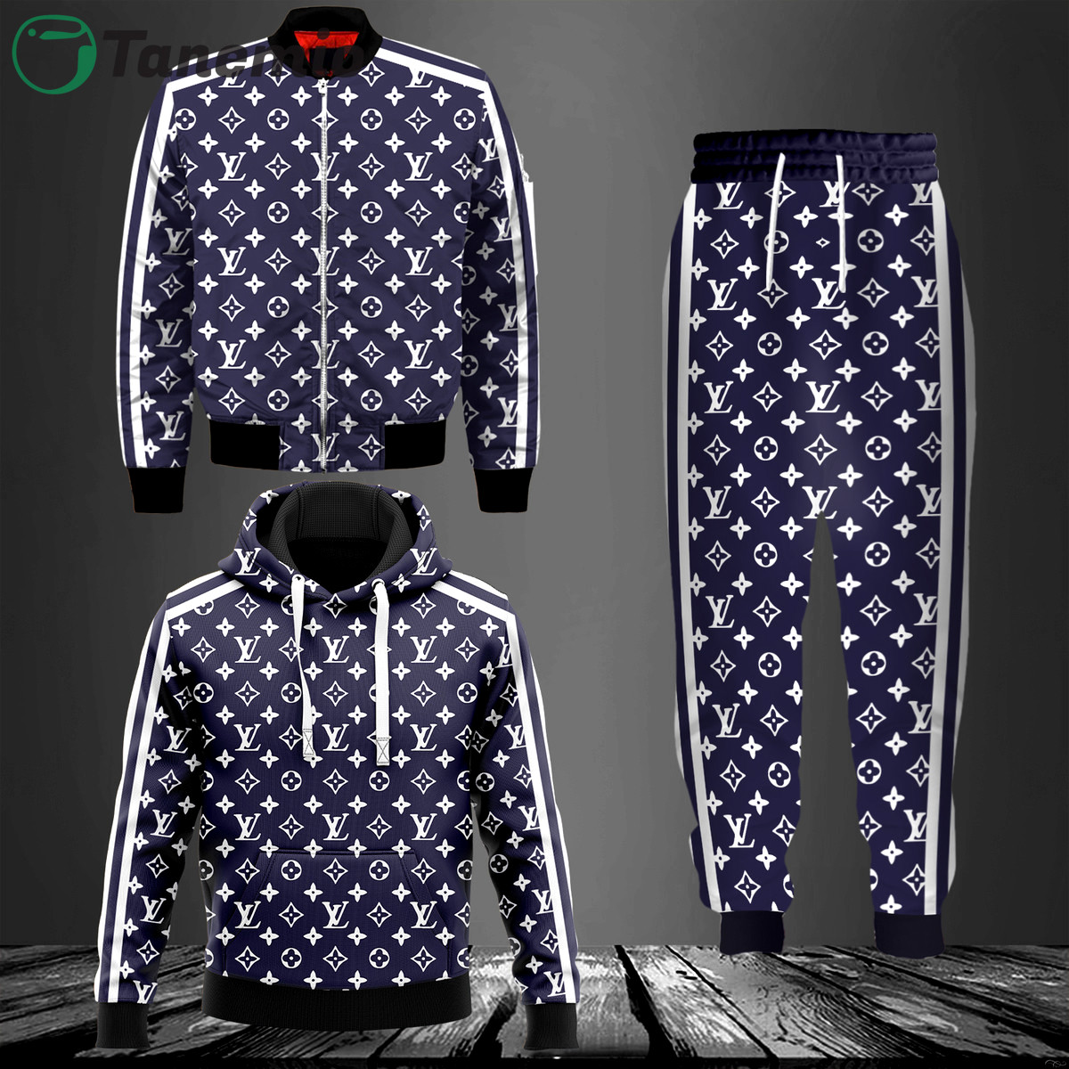 Louis vuitton blue jacket hoodie sweatpants pants lv luxury clothing clothes outfit for men-52 Hoodie Long Pants 3D Set